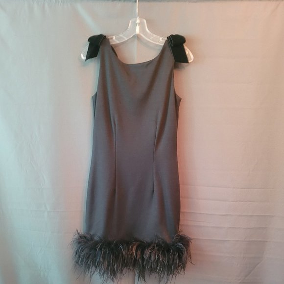 VINTAGE ALFRED SUNG COCKTAIL DRESS WITH AUTHENTIC OSTRICH FEATHERS - Picture 1 of 6
